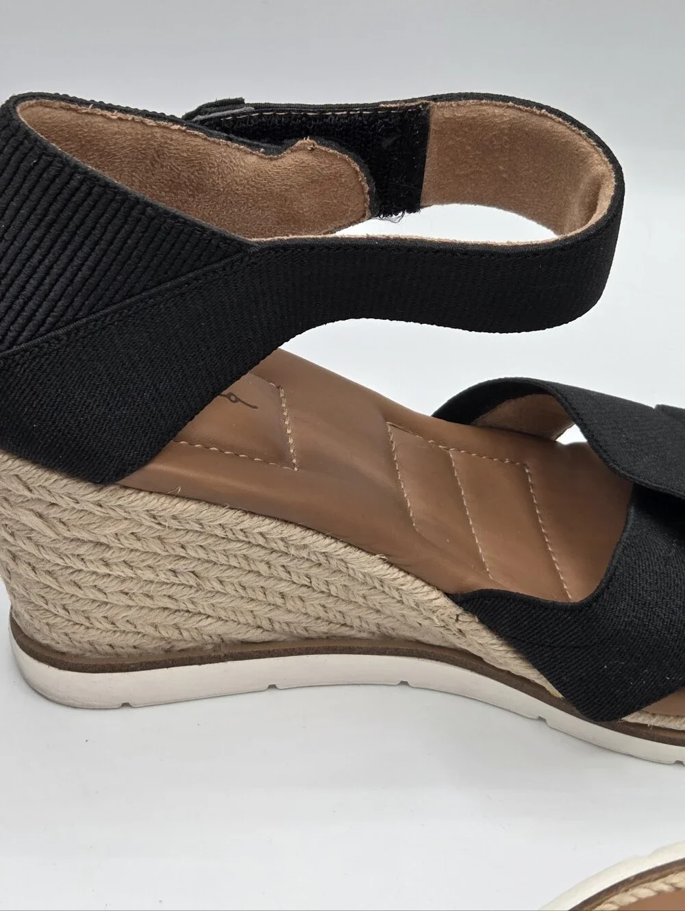 me too Black Elastic Crisscross Wedge Sandals